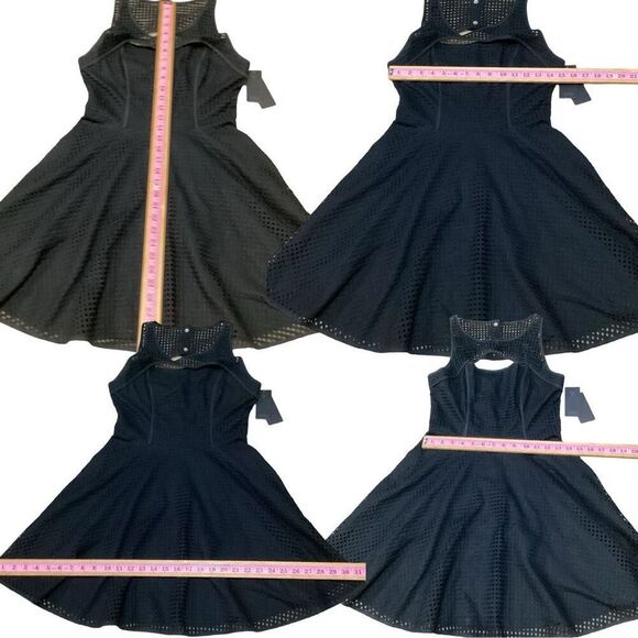 Guess Los Angeles Mesh Macrame Jet Black Mixed Media Laser Cut Front & Back - Picture 3 of 11